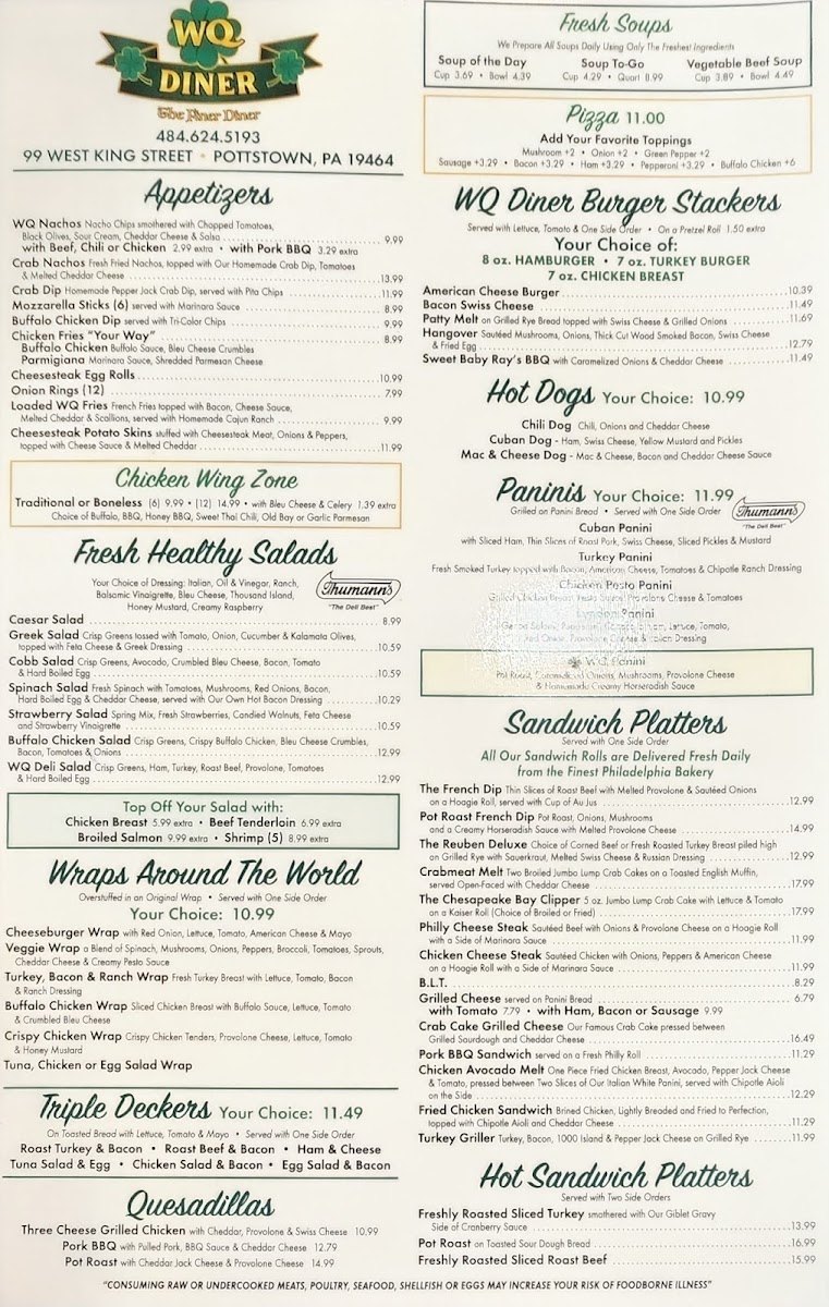 WQ Diner Menu - Image 1